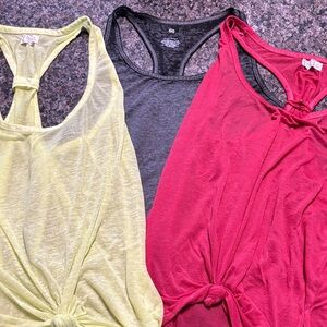 Maurices Racerback Tank Tops - Pink, Yellow & Gray Trio
